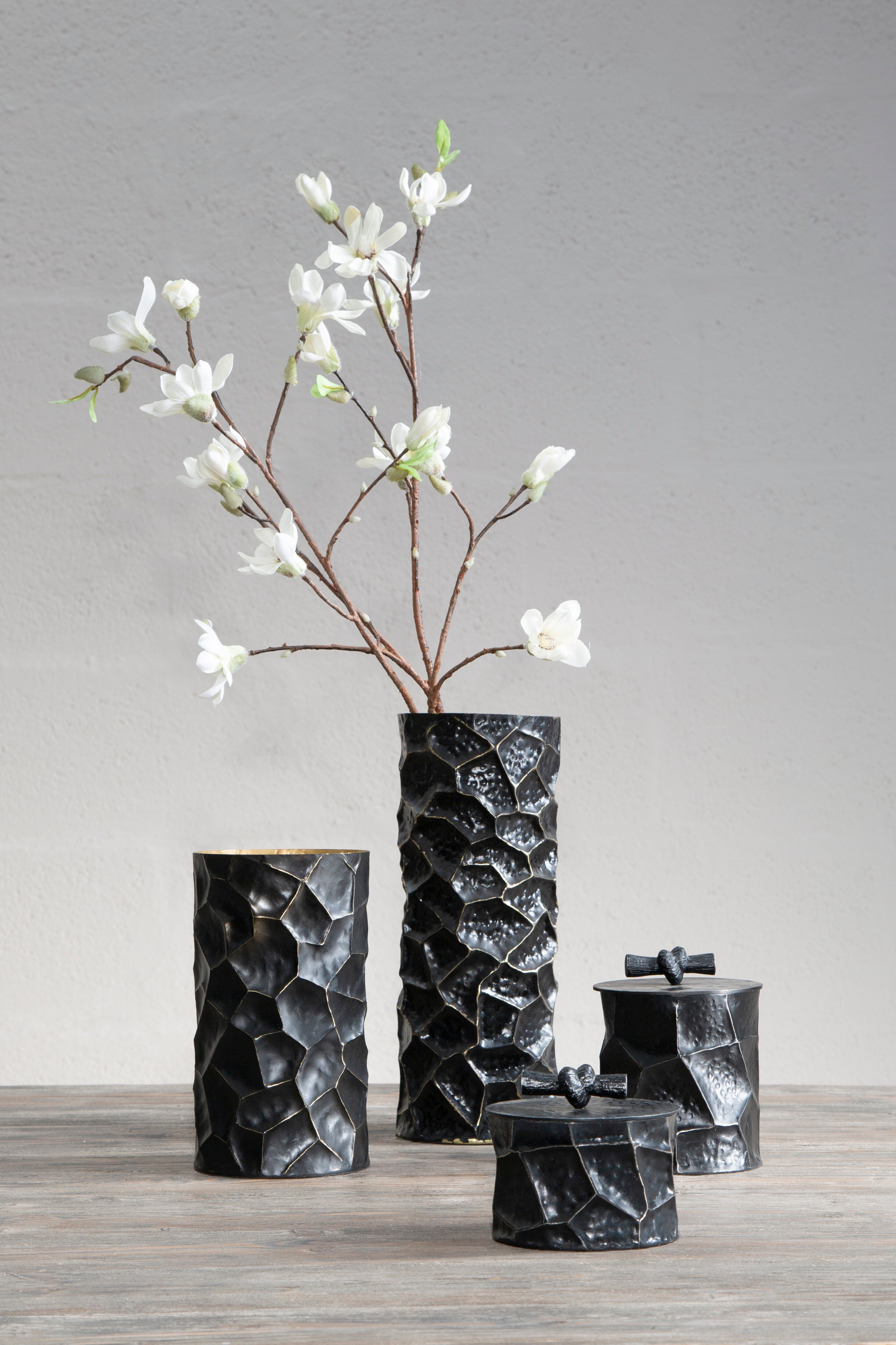 Koby Hammered Black Trinket Box | Small